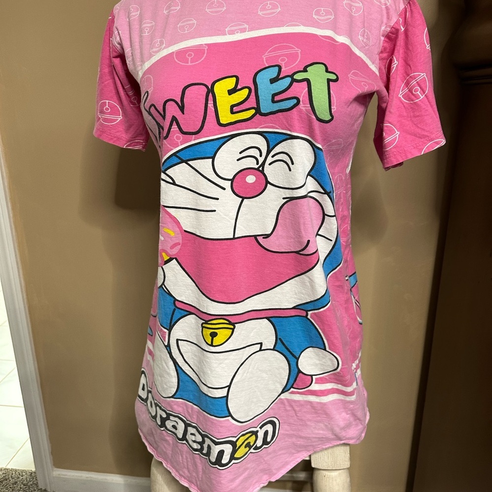 Doraemon sleepwear pink t-shirt dress size s / m